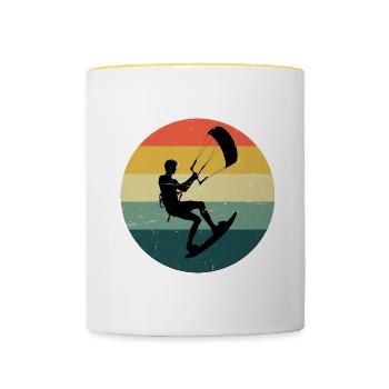 Kite Hommes Cerf-volant Kitesurf Kitesurf Kitesurf - Mug contrasté - blanc/jaune - Devant