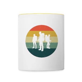 Grimpeur Femmes Bloc Escalade de bloc - Mug contrasté - blanc/jaune - Devant