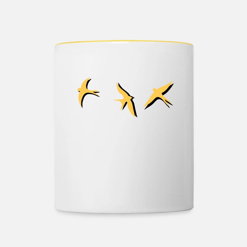 hirondelle - Mug contrasté - blanc/jaune