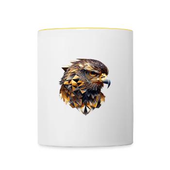 Geometrische Fauna, Adler, Geo Wild - Tasse zweifarbig - Weiß/Gelb - Vorne