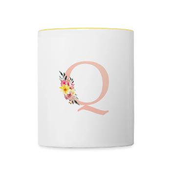 Q Monogramme Floral - Mug contrasté - blanc/jaune - Devant