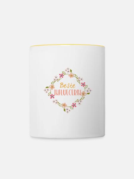 Beste Influencerin! personalisierbar - Tasse zweifarbig - Weiß/Gelb