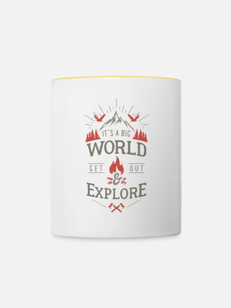 get out & explore - Tasse zweifarbig - Weiß/Gelb