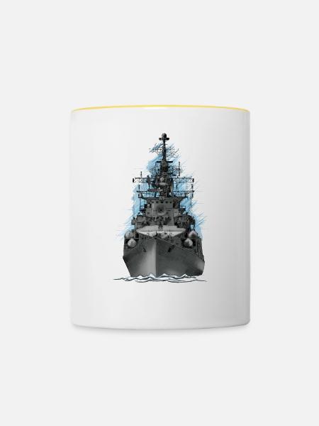 Schiff - Tasse zweifarbig - Weiß/Gelb