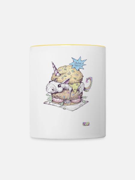 Einhorn Burger - Tasse zweifarbig - Weiß/Gelb
