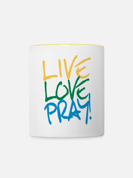 Live-Love-Pray! - Tasse zweifarbig - Weiß/Gelb