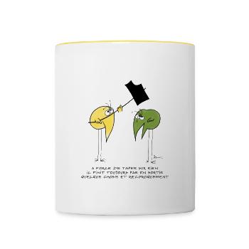 Pourquoi taper sur un Shadok ? - Mug contrasté - blanc/jaune - Devant