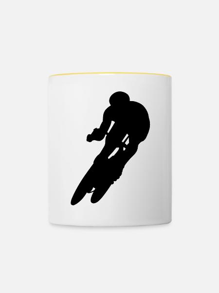 Rennrad - Tasse zweifarbig - Weiß/Gelb