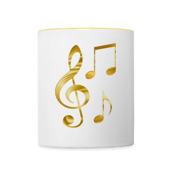Musik T-Shirt Top Geschenk für Musiker - Tasse zweifarbig - Weiß/Gelb - Vorne