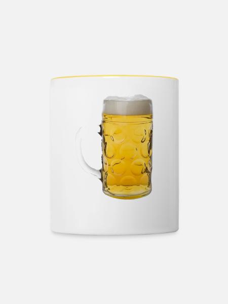 maß Bier - Tasse zweifarbig - Weiß/Gelb
