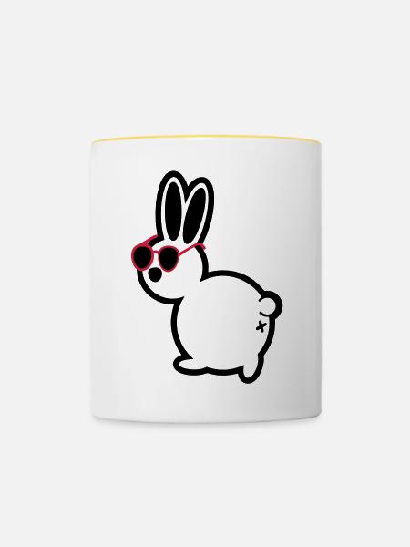 comic hase - Tasse zweifarbig - Weiß/Gelb