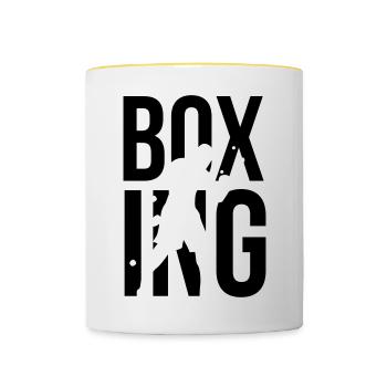boxing boxen - Tasse zweifarbig - Weiß/Gelb - Vorne