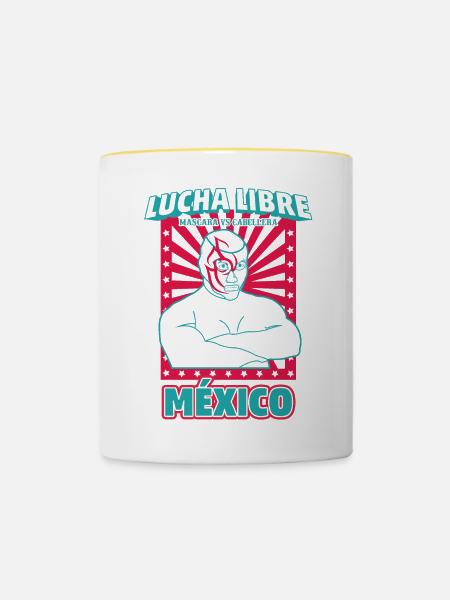 Ringen Mexiko 3 - Tasse zweifarbig - Weiß/Gelb