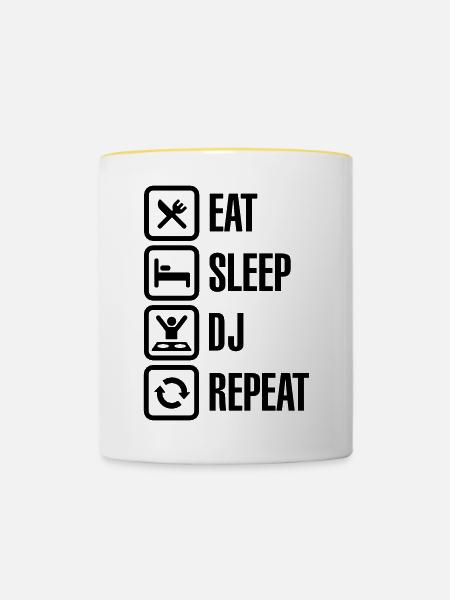 Eat Sleep DJ Repeat - Tasse zweifarbig - Weiß/Gelb