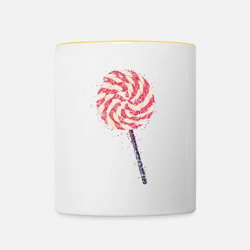 Glitter Lollipop - Tasse zweifarbig - Weiß/Gelb