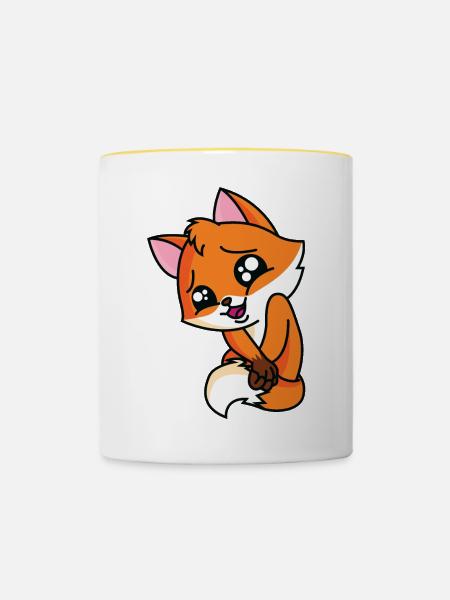 Glücklicher Fuchs - Tasse zweifarbig - Weiß/Gelb