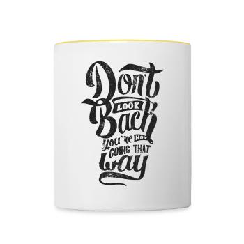 LOOK WAYS BACK BACK SAYINGS MOTIFS - Contrasting Mug - white/yellow - Front
