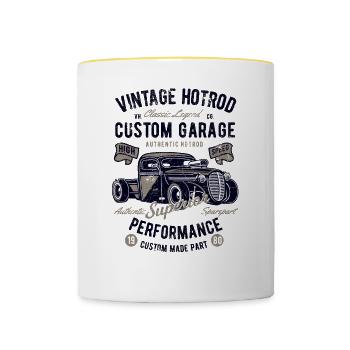 HOTROD HOT ROD RÉTRO VINTAGE HOTRODS MOTIFS MUSCULAIRES - Mug contrasté - blanc/jaune - Devant