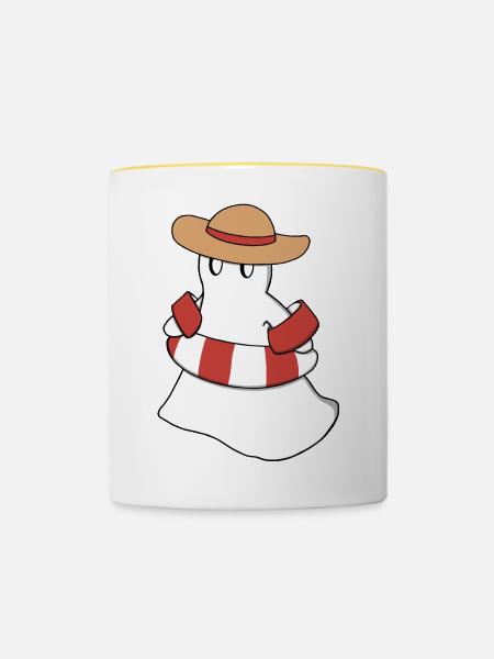 Fridolin im Sommerurlaub - Tasse zweifarbig - Weiß/Gelb