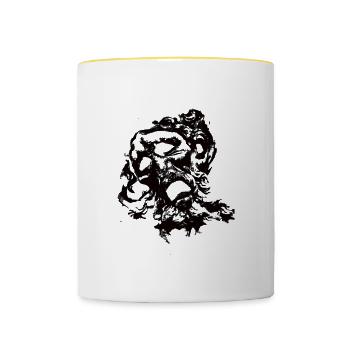 Face black - Contrasting Mug - white/yellow - Front