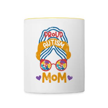 PROUD AUTISM MOTHER MOM COLORFUL CHILD SAYING MOTIF - Contrasting Mug - white/yellow - Front