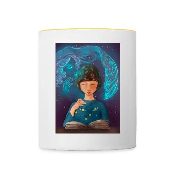 Le livre - Mug contrasté - blanc/jaune - Devant