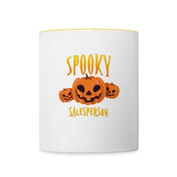 Vendeur effrayant - Mug contrasté - blanc/jaune - Devant