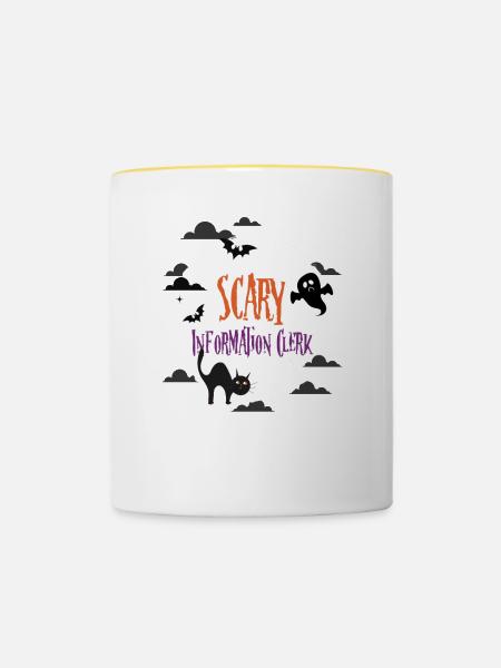 Gruseliger Informationssachbearbeiter - Tasse zweifarbig - Weiß/Gelb