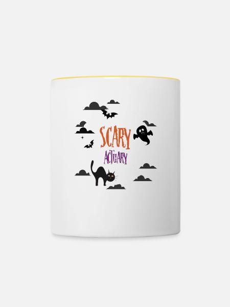 Gruseliger Aktuar - Tasse zweifarbig - Weiß/Gelb