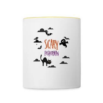 Gruseliger Fischer - Tasse zweifarbig - Weiß/Gelb - Vorne