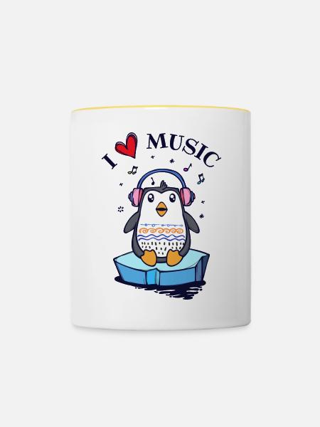 Seevogel Cool Herz PinguinTier Statement - Tasse zweifarbig - Weiß/Gelb