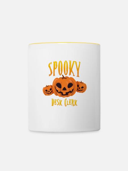 Spooky Desk Clerk - Contrasting Mug - white/yellow