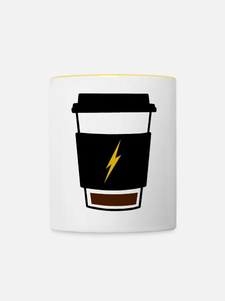 Kaffee mit niedrigem Batteriestand - Tasse zweifarbig - Weiß/Gelb