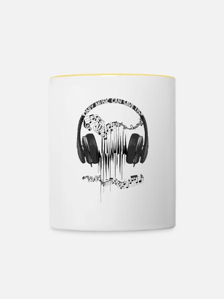 Bow Helmets Musikrettungen - Tasse zweifarbig - Weiß/Gelb