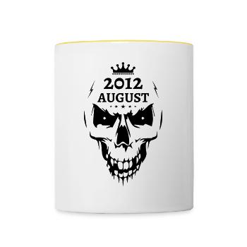 August 2012 Totenkopf - Tasse zweifarbig - Weiß/Gelb - Vorne