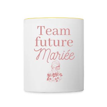  EVJF future mariée. Enterrement vie célibataire - Mug contrasté - blanc/jaune - Devant