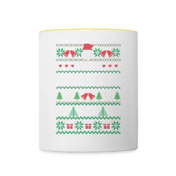 Ein fröhlicher Kellner - Tasse zweifarbig - Weiß/Gelb - Vorne