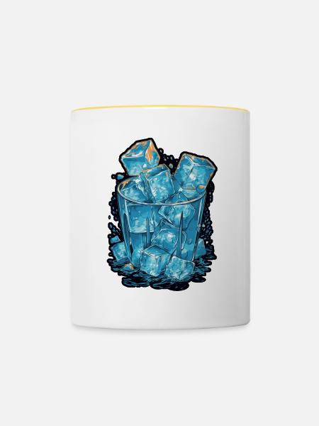 Eiswürfel - Tasse zweifarbig - Weiß/Gelb