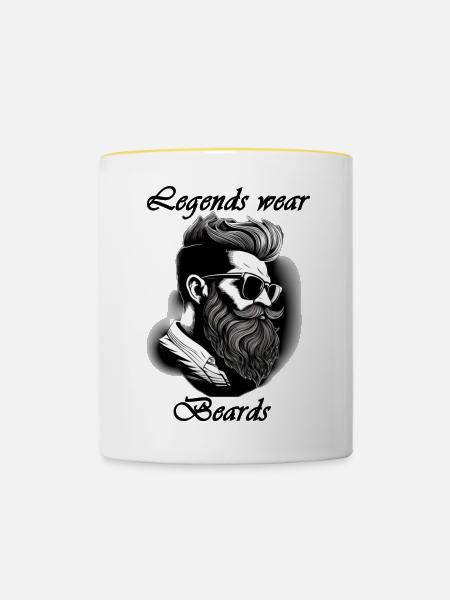 Legends wear beards - Tasse zweifarbig - Weiß/Gelb