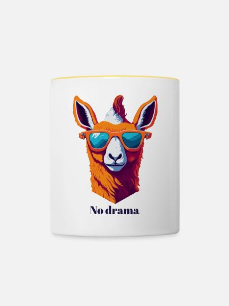 Retro Lama Vibes - Tasse zweifarbig - Weiß/Gelb