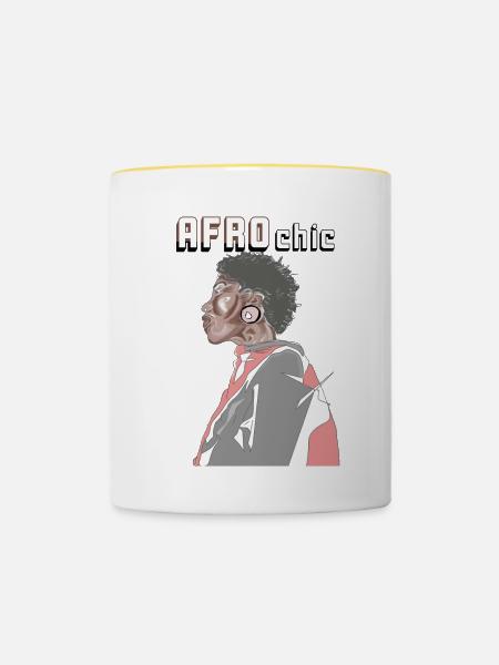 Afro-Chic - Tasse zweifarbig - Weiß/Gelb