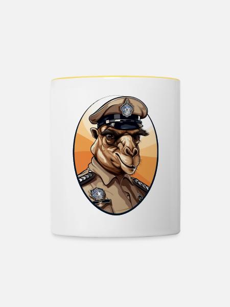 Kamel Polizei - Tasse zweifarbig - Weiß/Gelb