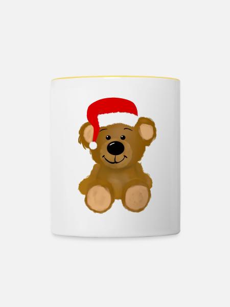 Weihnachten Teddybär - Tasse zweifarbig - Weiß/Gelb