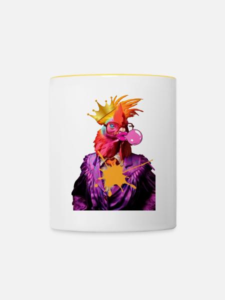 König Hahn Popstar - Tasse zweifarbig - Weiß/Gelb