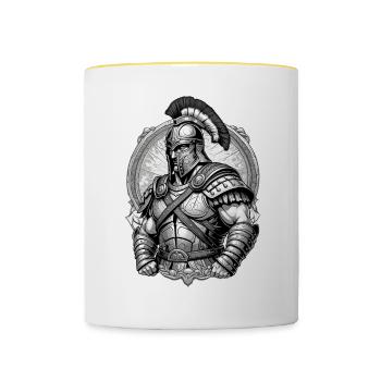 Gladiator Grafik - Tasse zweifarbig - Weiß/Gelb - Vorne