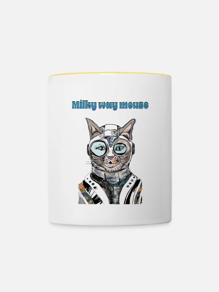 Milchstraßen-Maus - Tasse zweifarbig - Weiß/Gelb