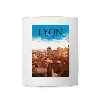 Lyon - Mug contrasté - blanc/jaune - Devant