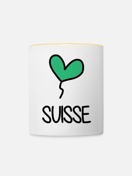 SCHWEIZ - Tasse zweifarbig - Weiß/Gelb