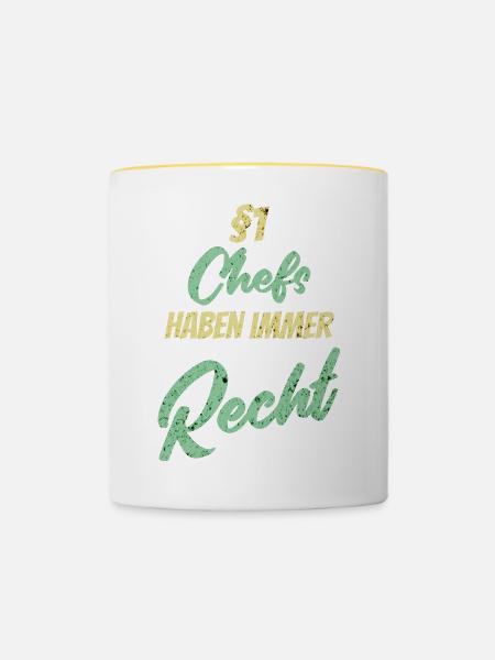 §1 Chefs haben immer Recht - Tasse zweifarbig - Weiß/Gelb
