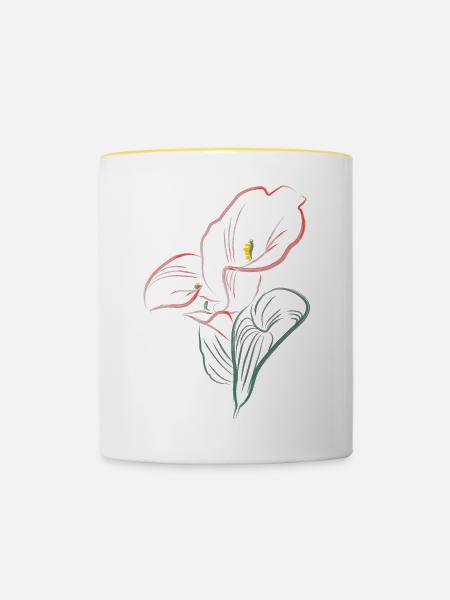 CALLA mix Rot-Pink - Tasse zweifarbig - Weiß/Gelb